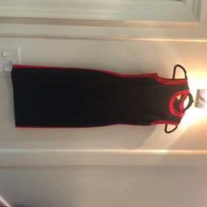 Navy and red Michael Kora stretch cocktail dress